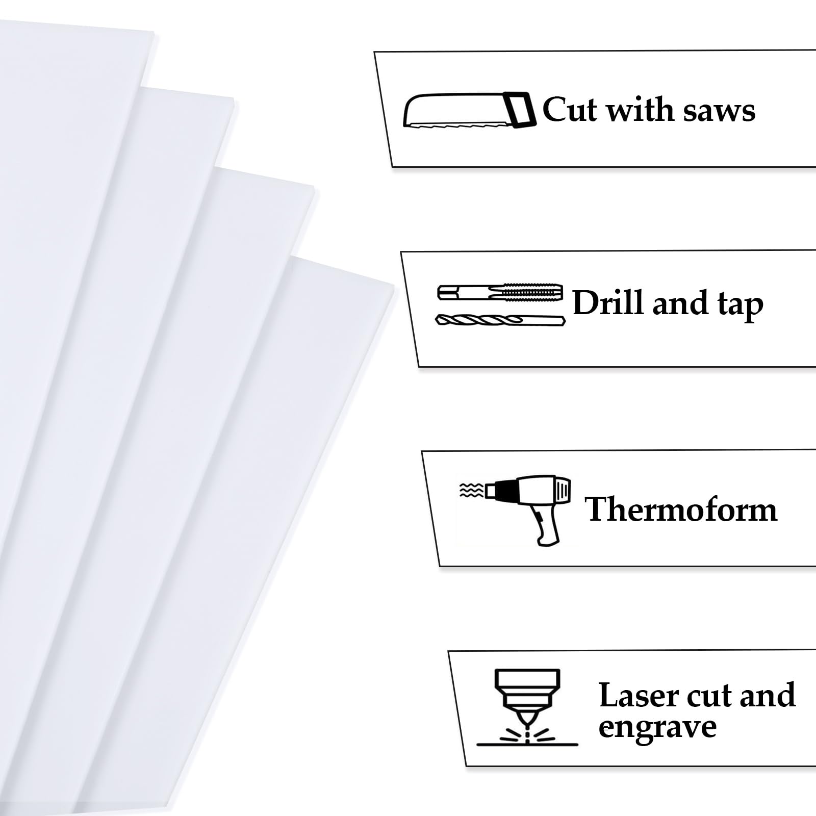 Lot de 6 feuilles acryliques blanches de 3 mm, 30 x 30 cm, feuilles en plastique blanc brillant à découper pour maquettes, projets d'art et d'artisanat