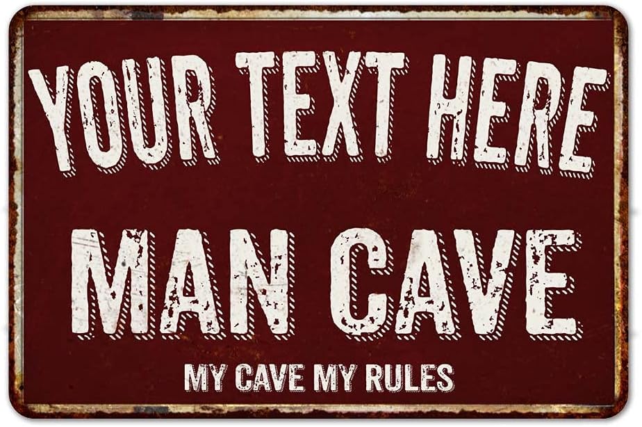 Letrero personalizado de la cueva del hombre, accesorios de decoración de garaje Mancave, carteles vintage retro rústico de la pared del arte de la