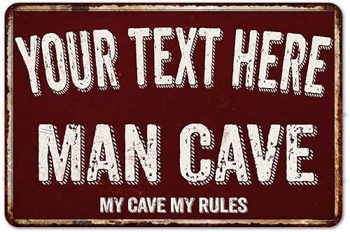 Letrero personalizado de la cueva del hombre, accesorios de decoración de garaje Mancave, carteles vintage retro rústico de la pared del arte de la