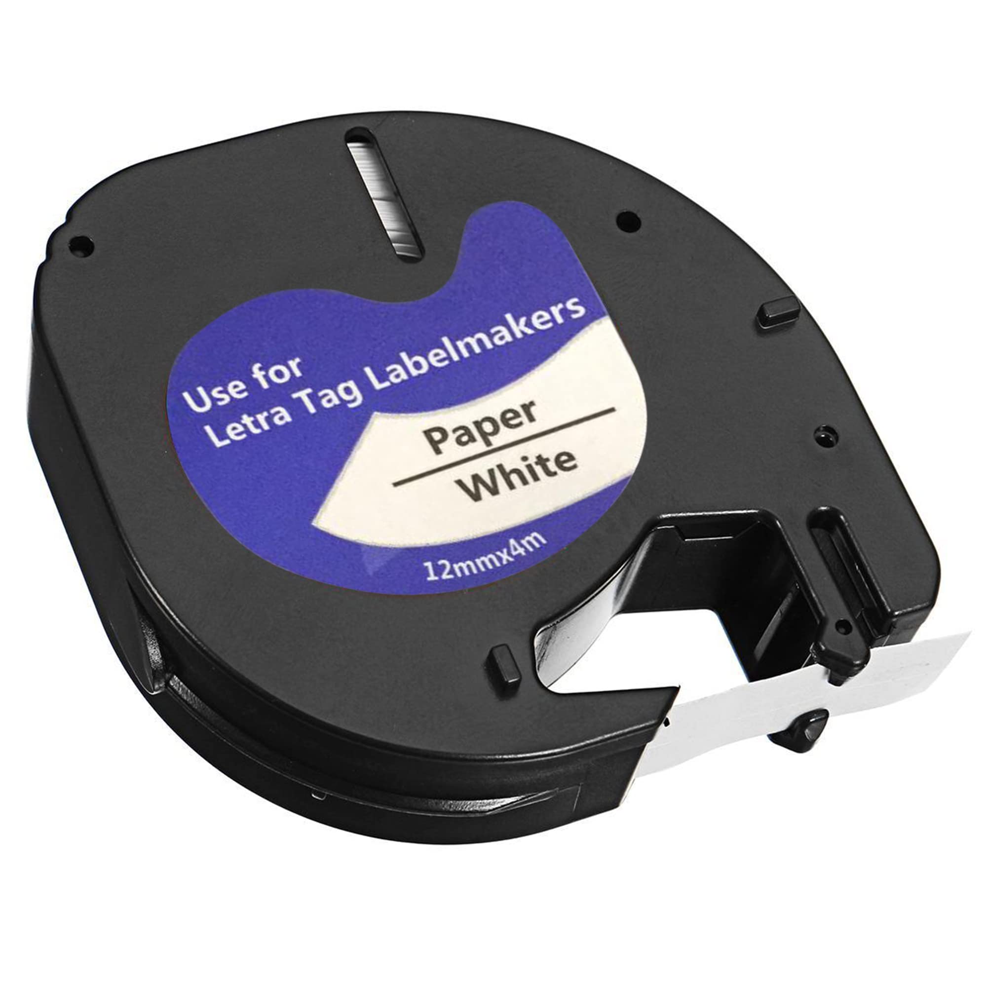 Leyf 1 taśma do etykiet, kompatybilna z Dymo 91200, 12 mm x 4 mm taśma do zapisywania Dymo LetraTag LT-100H, LT-100H Plus, LT-100T, LT-100T Plus, 2000, QX50, XM, XR, wodoszczelna, czarna na białym