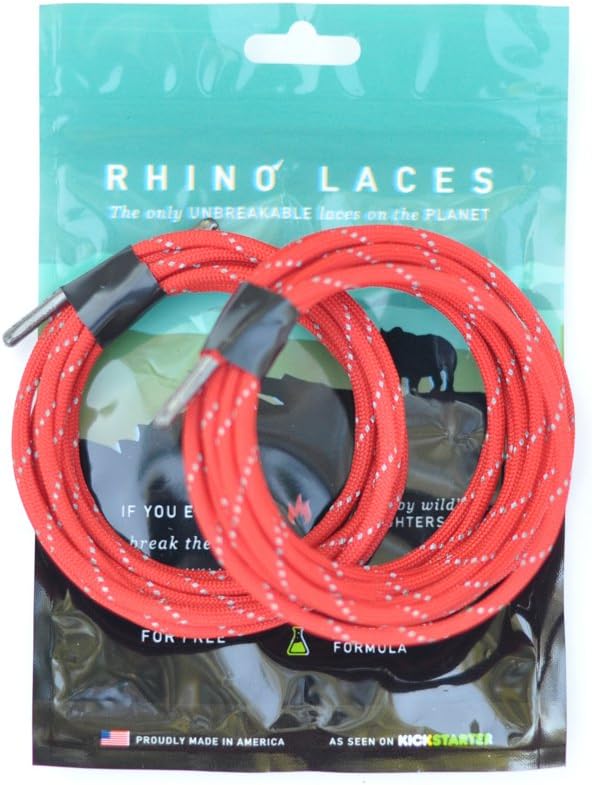Unbreakable Shoe Laces, Reflective Red, Small