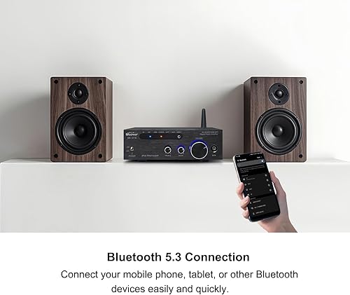 Miniatura 3 de Mini amplificador de audio estéreo receptor Bluetooth 5.3, RMS 100Wx2 TPA3116 Clase D Amplificador de potencia de audio HiFi 2 canales para