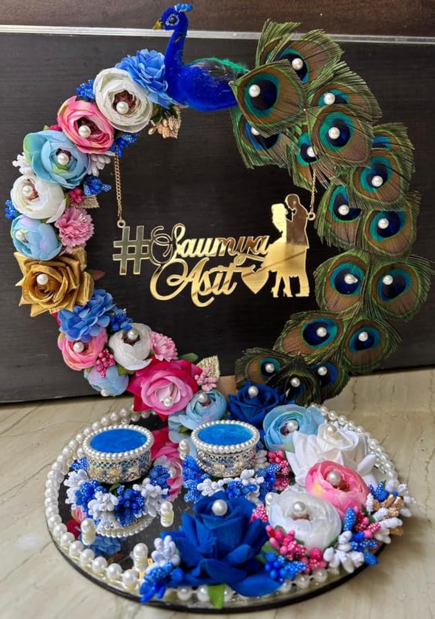 Peacock Design Engagement Ring Platter
