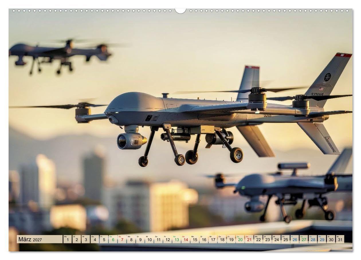 Drohnen - Weltweit (Wandkalender 2027 DIN A2 quer), CALVENDO Monatskalender: Drohnen sind vielseitige, unbemannte Fluggeräte, die hochpräzise ... ermöglichen. (CALVENDO Technologie)