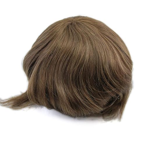 Miniatura 6 de Encaje marrón oscuro Toupee para hombres, unidad de cabello humano de 9 x 7 pulgadas, sistema de reemplazo de postizo 2# (2#-marrón oscuro)