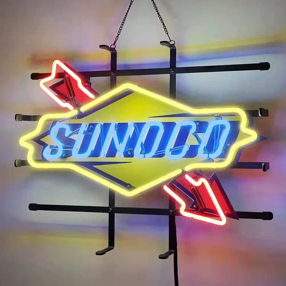 Sunoco Gasoline Motor Oil Gas Station Neon Sign Handmade Real 
