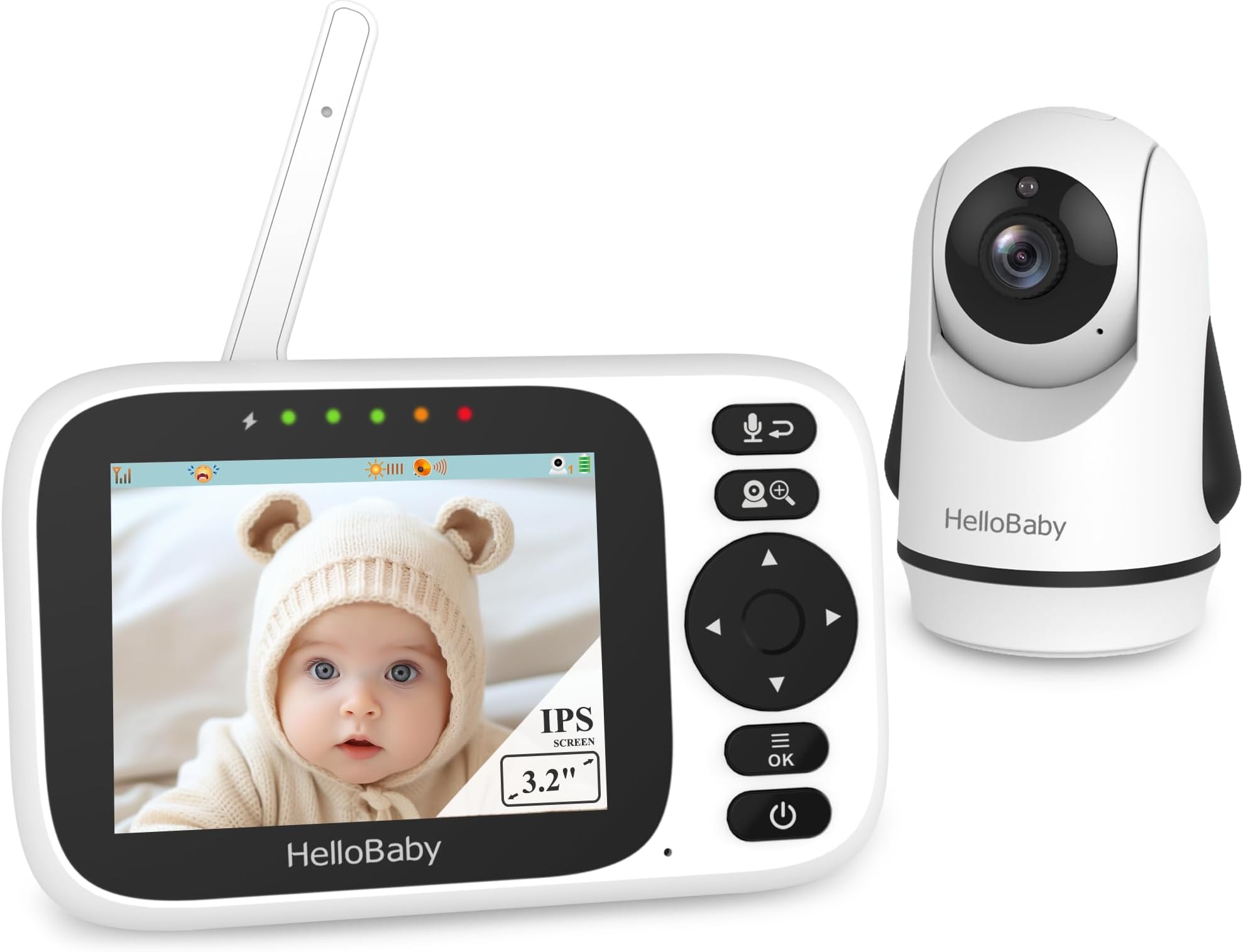 HelloBaby Baby Monitor with 1 Camera,3.2 Inch IPS Screen Video Baby