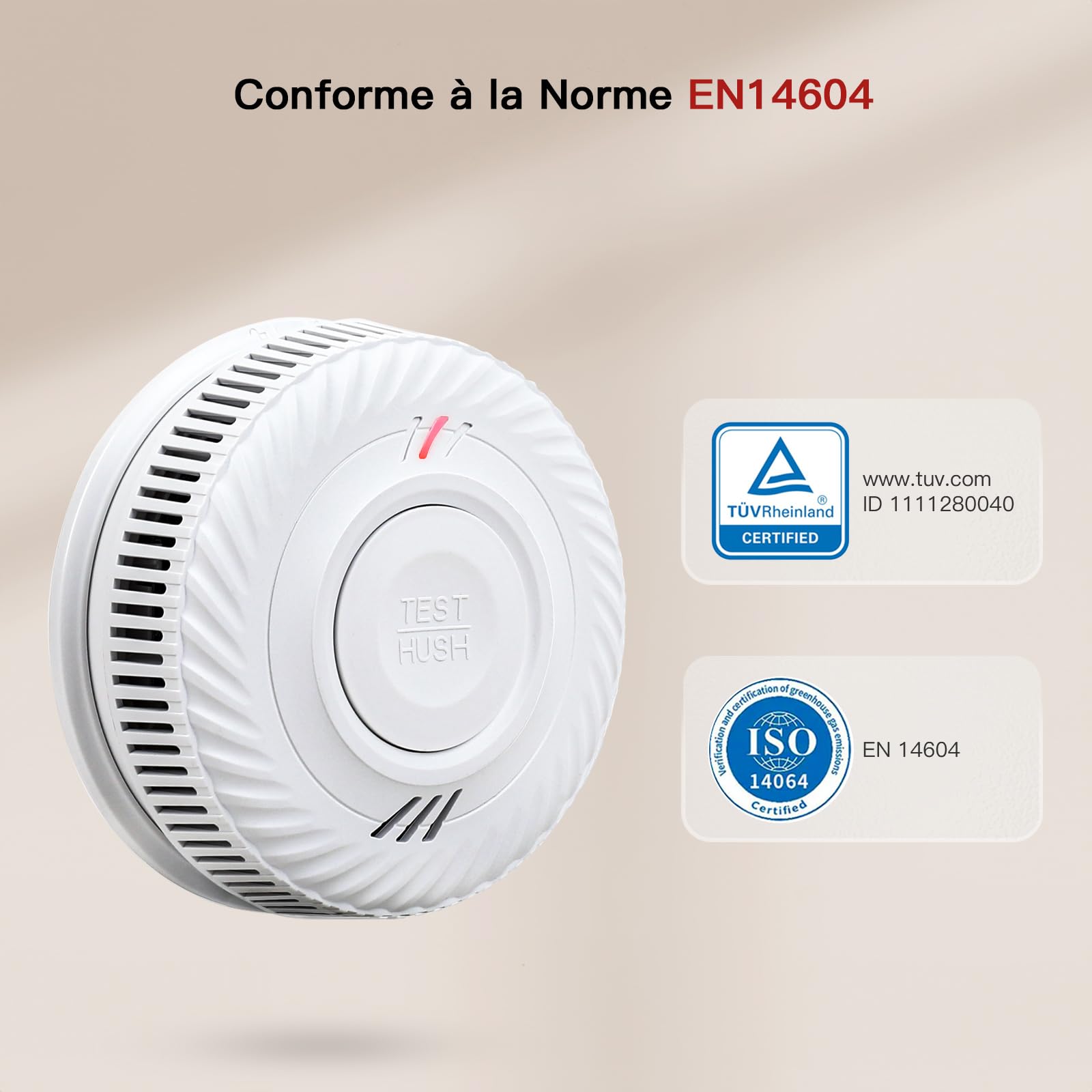 PHYSEN Détecteur de Fumée WiFi avec 10-Ans Batterie, Intelligent Alarme Incendie avec Capteur Photoélectrique Conforme à la Norme EN14604, Compatible avec Tuya/Smart Life APP, 3St