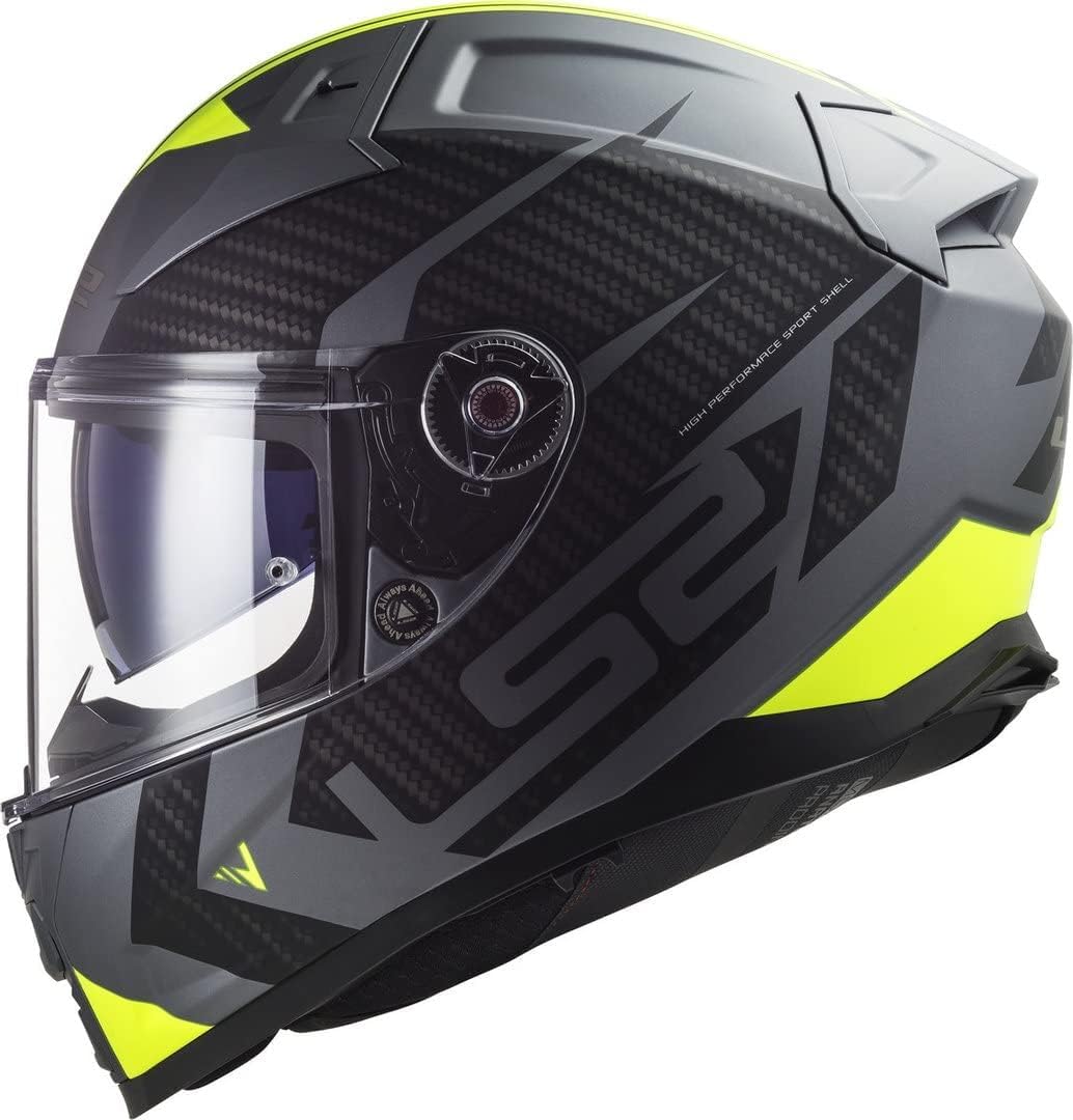 LS2, Casco Moto Integrale VECTOR II SPLITTER Matt Titanium H-V Yellow, L