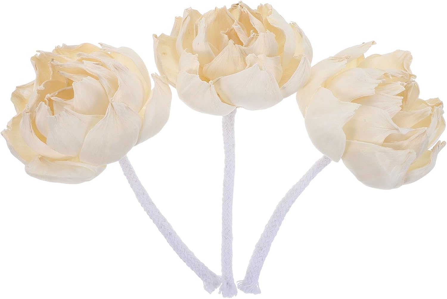 3pcs Sola Flower for Diffuser - Aromatherapy Peony Flower Placement - Decorative Essential Oil Diffuser Refill Floral Natural Material with Cotton Rope for Home Office Fragrance