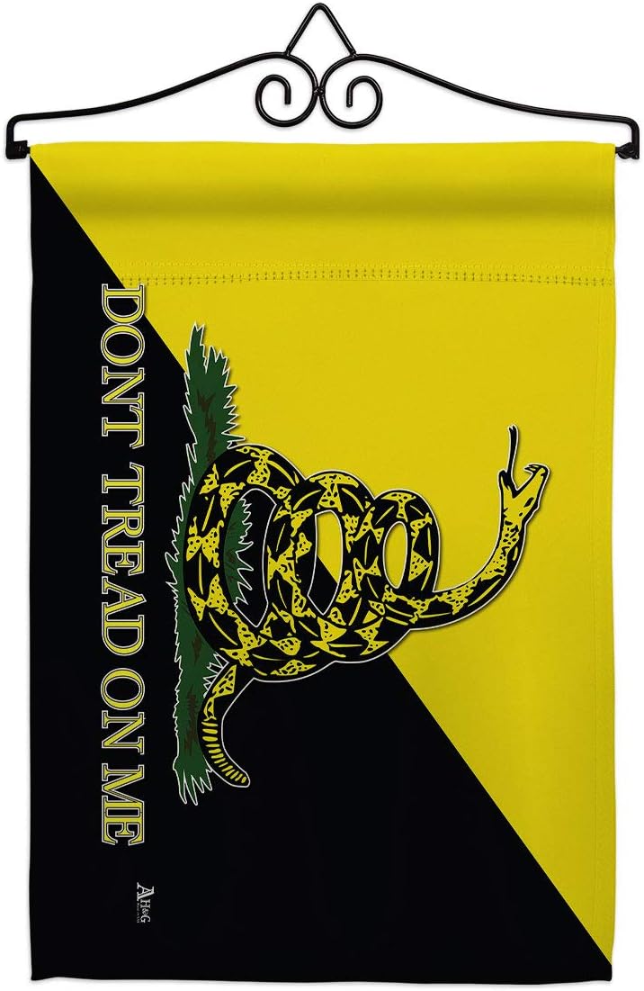Gadsden Anarcho Capitalist Garden Flag Set Wall Hanger Americana US Historic July Memorial Veteran Independence United State American Small Gift Yard House Banner Made In USA 13 X 18.5
