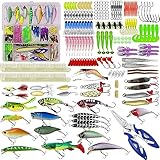 RATSTONE Señuelos Pesca,Señuelos De Pesca,301pcs señuelos de Pesca, Kits de señuelos de Pesca, Spinnerbaits, Gusanos de plástico, Minnows, Ganchos Suaves, Juegos de señuelos portátiles con Cajas
