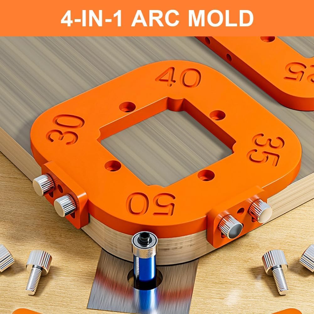 Set Di 2 Stencil Per Fresatura A Raggio D'Angolo - 4 In 1, 8 Dimensioni Da R10 A R50, Per Angoli Rotondi In Legno