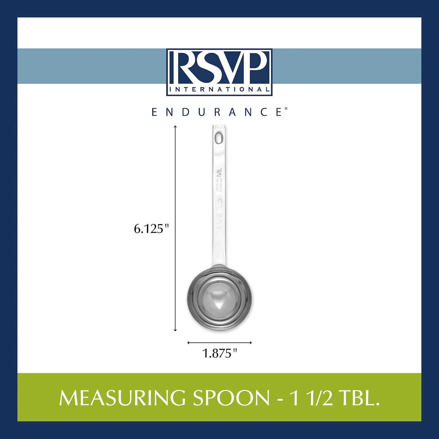 RSVP International Endurance Kitchen Collection Open Stock Measuring Spoon, Stainless Steel, Dishwasher Safe, 1.5-Tablespoon