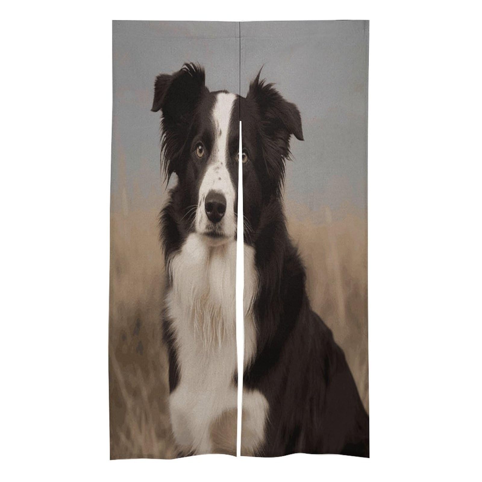 VstaDank Border Collie Noren Doorway Curtain Printed Window Treatment Door Tapestry Chinese Traditional Doorway Curtain Long Type Door Tapestry for Home Decoration