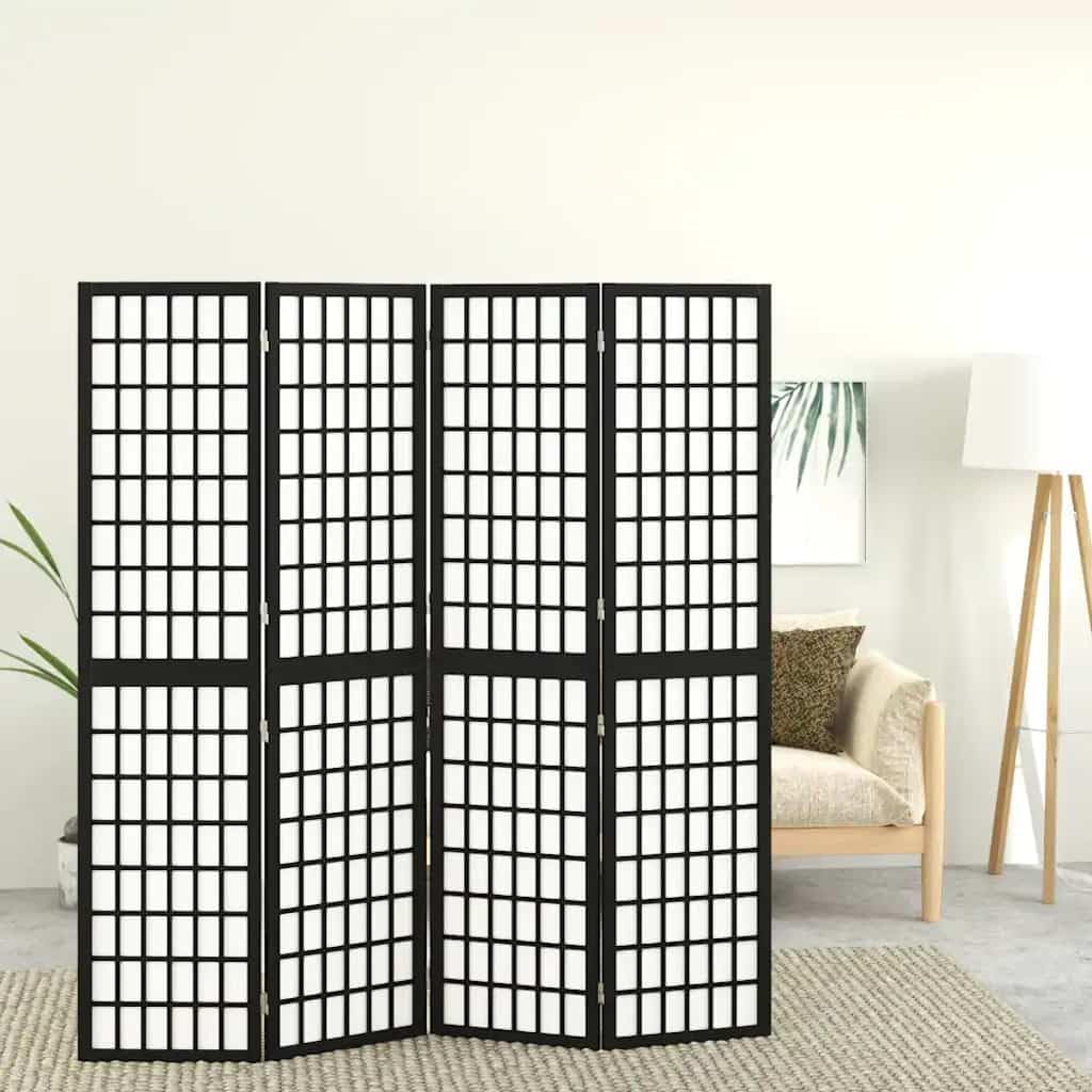 Paravent pliable occultant japonais 4 panneaux cloison amovible de salon