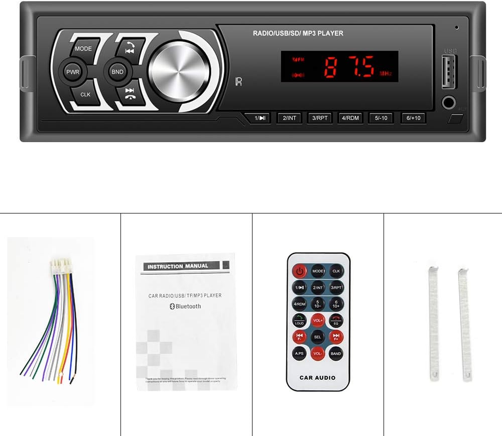 Exсluѕіvе Dіѕсоunt 60% Prісе Single Din Car Radio with Bluetooth 1 Din 12V Car Stereo Support FM Receiver Car Mp3 Player Aux-in/USB/TF Card/SD Port Hands-Free Calling Detachable Front Panel + Remote Control