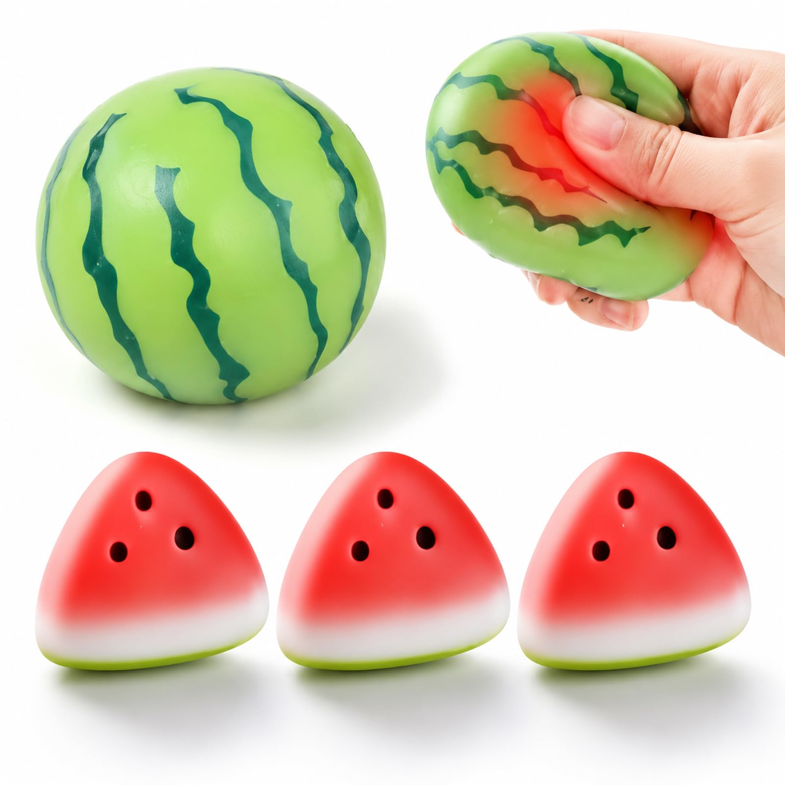 4Pcs Watermelon Squishy Set, Colour Changing Squishy, Foam Filled Stress Ball for Relaxation