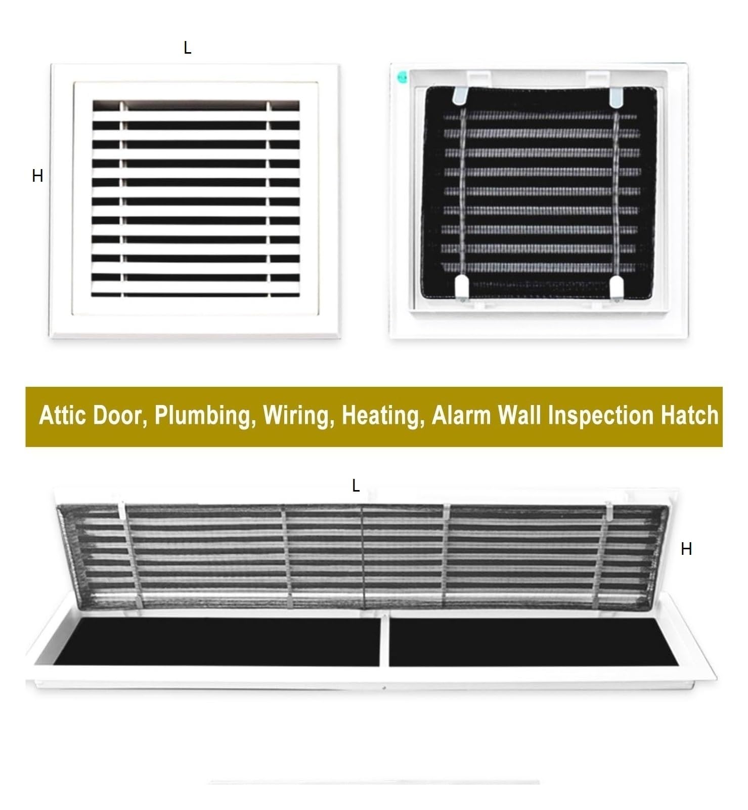 Trappe d'accès Amovible pour Grille d'aération, 28 x 30 po, avec Filtre, pour Cuisine/Douche. Porte à persiennes facilitant l'entretien et la Ventilation.