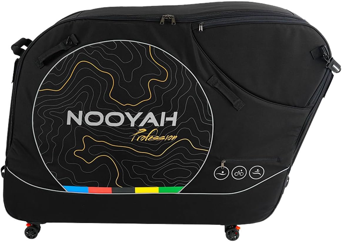 NOOYAH Sports Cycling Triathlon Bike Travel Bag, Upgrade Bike Stand Fro for Air, Car and Train Transport Bicycle Case, No Need to Remove the Handlebar Suitcase