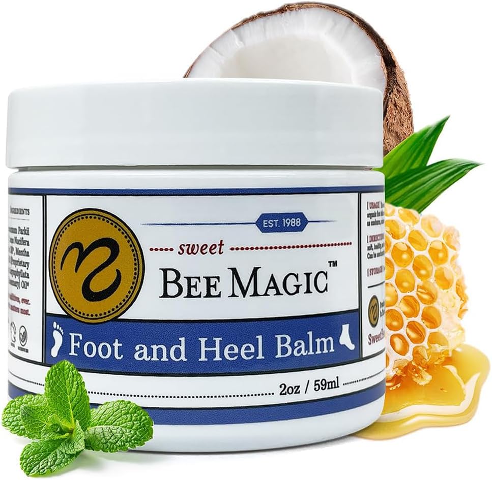Sweet Bee Naturals Organic Foot Balm - Intensive Heel Balm for Dry Cracked Feet - Natural Moisturizing Treatment for Cracked Heels - Heel Cream Softener for Rough Skin Repair 1 Jar (2 OZ)