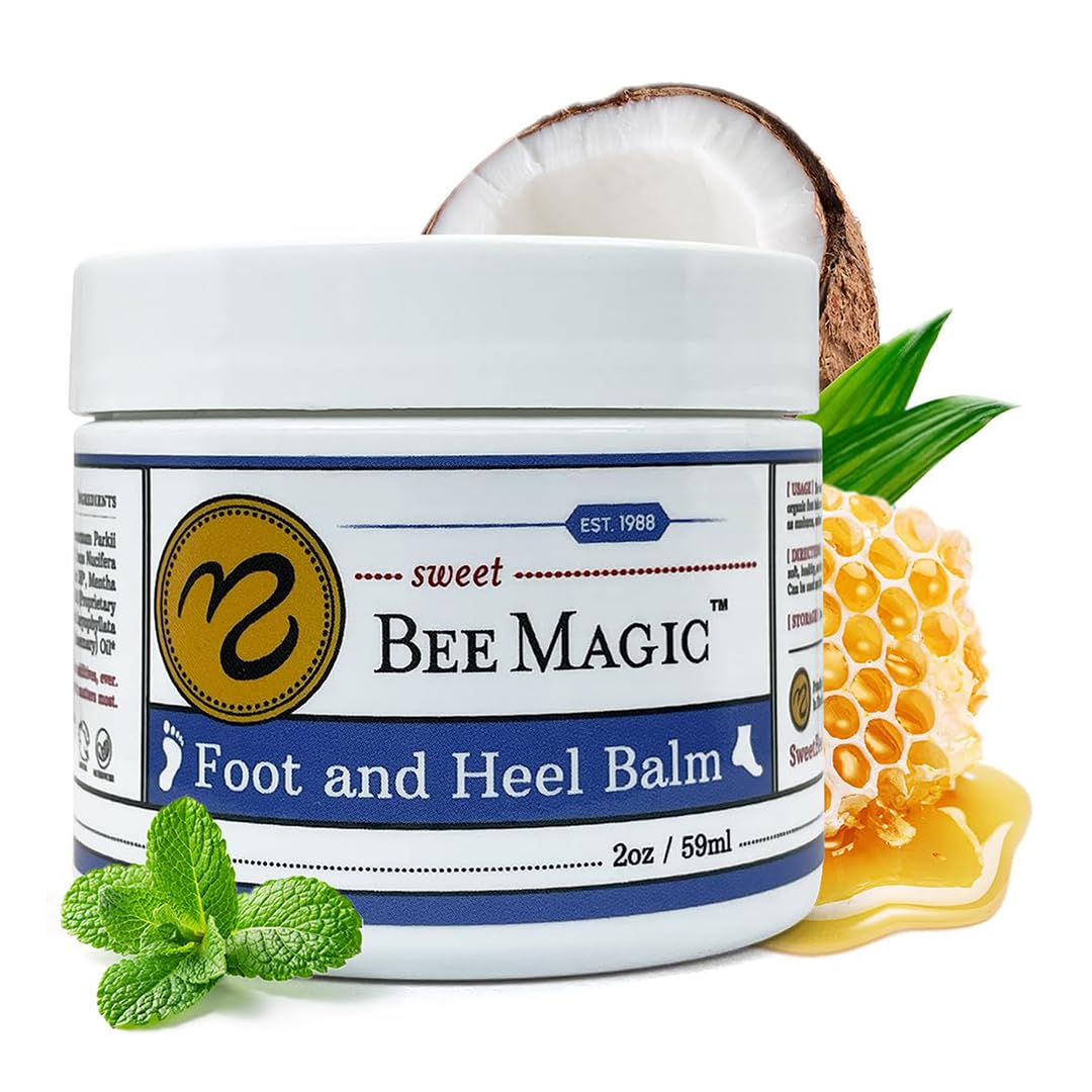 Sweet Bee Naturals Organic Foot Balm - Intensive Heel Balm for Dry Cracked Feet - Natural Moisturizing Treatment for Cracked Heels - Heel Cream Softener for Rough Skin Repair 1 Jar (2 OZ)