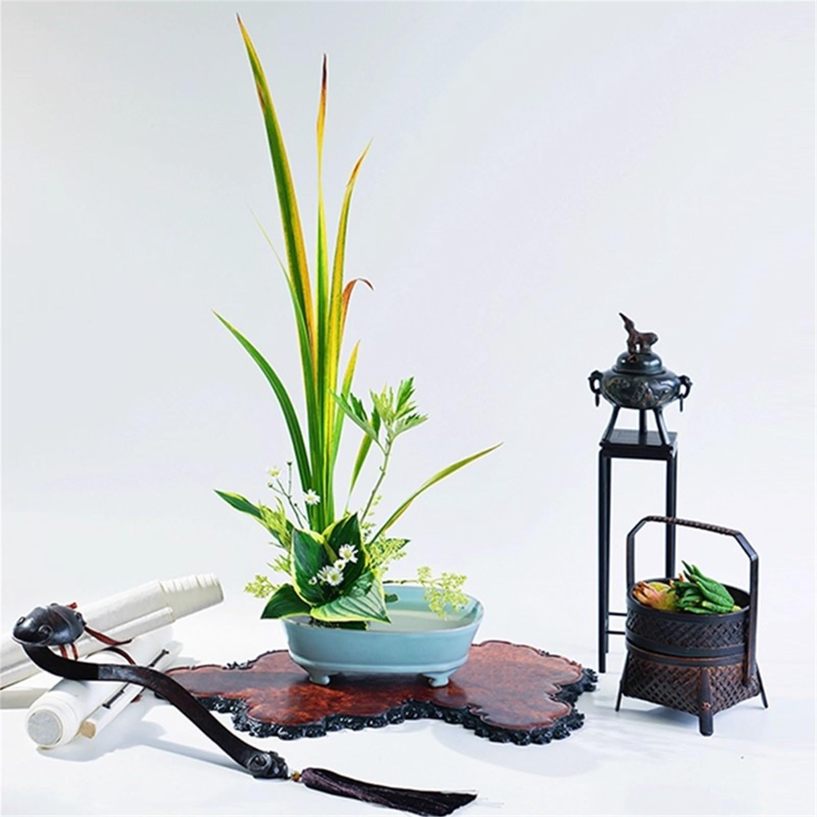 Platillo para Plantas Plato Decorativo Chino de imitación con Motivos Florales Antiguos, Ideal for jardinería doméstica. Bandeja Goteo for Plantas cerámica