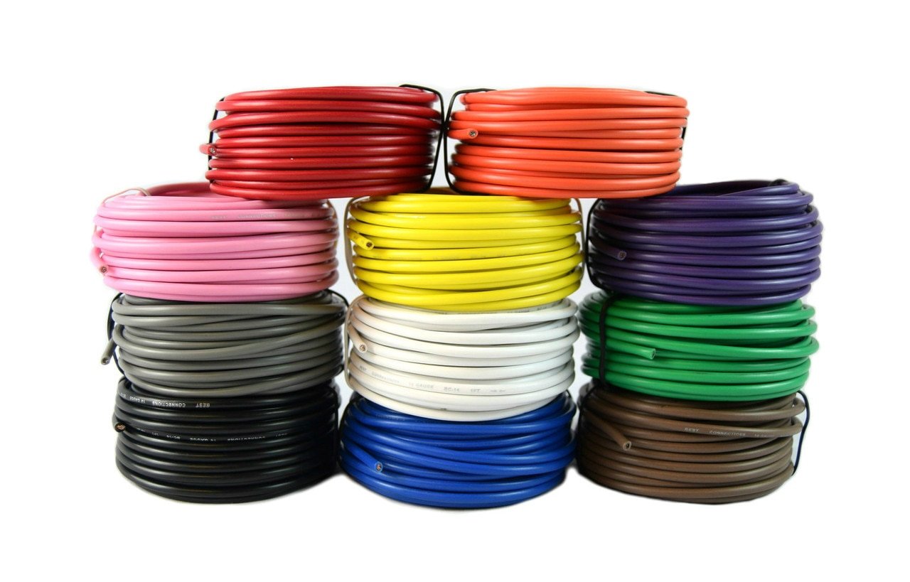 BEST CONNECTIONS 14 Gauge Single Conductor Stranded Remote Primary Wire 11 Rolls 12 Volt 25 Feet Each
