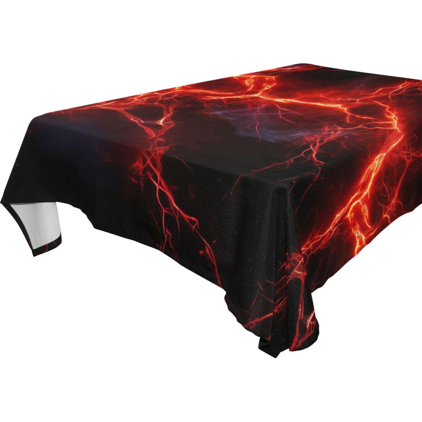 BlueangleRed Lightning Table Cloth - Waterproof Polyester and Stain Resistant Fabric Rectangle Tablecloth for Indoor and Outdoor, 60" x 108" #778