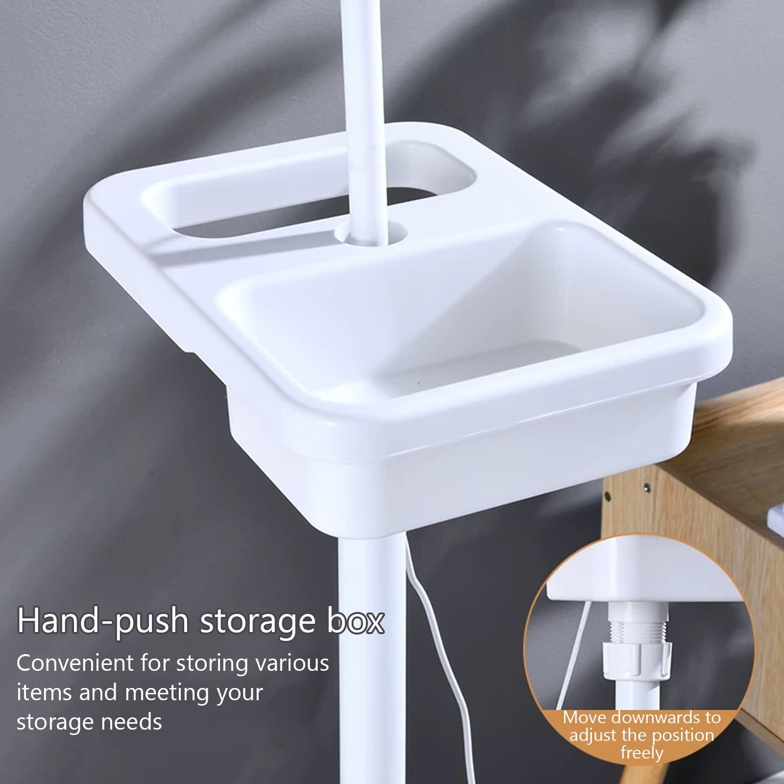 Lampe D'Examen Chirurgical à Intensité Variable LED avec Tuyau Ajustable et Boîte de Rangement, Lampe Sur Pied Sans Ombre avec Roulettes pour Les Examens Buccaux