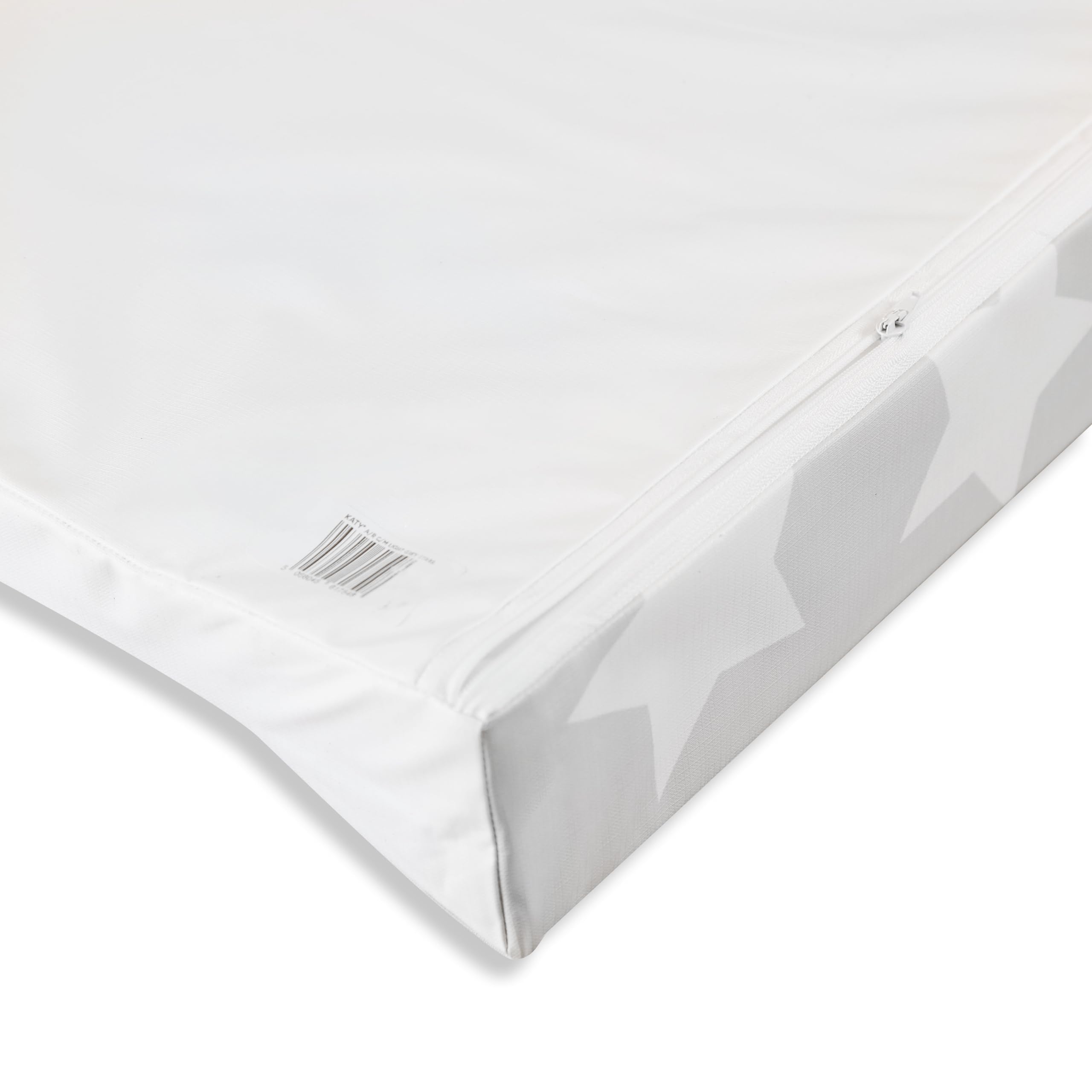 KATY Deluxe - Cambiador de cuña para bebé, unisex, impermeable, con lados curvos, color gris claro con diseño de estrellas blancas
