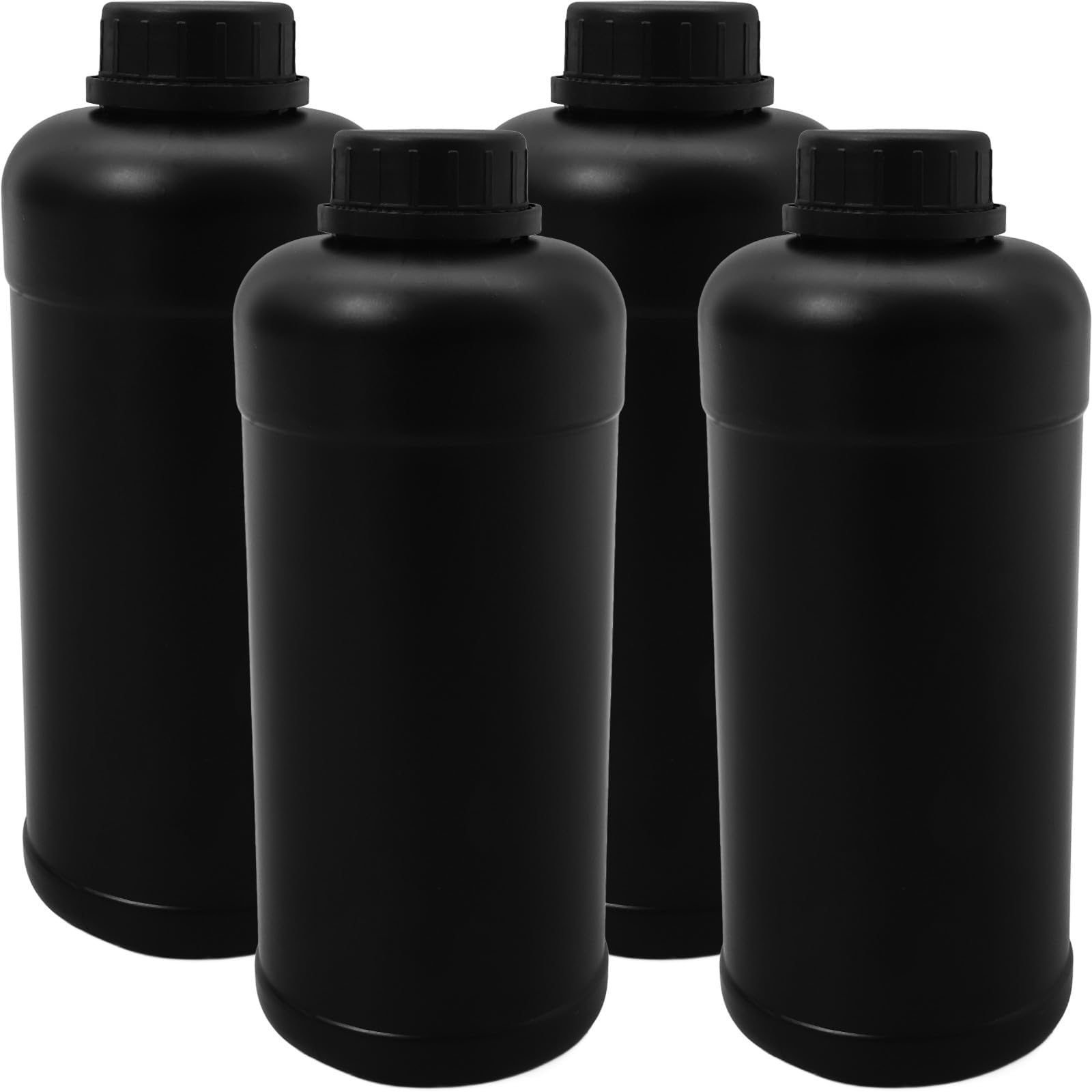 4pcs 1000ml Black Plastic Reagent Bottles for Chemical Samples, Lab Liquid Storage Containers, Refillable Water Sample and Empty Reagent Bottles for Laboratory Use