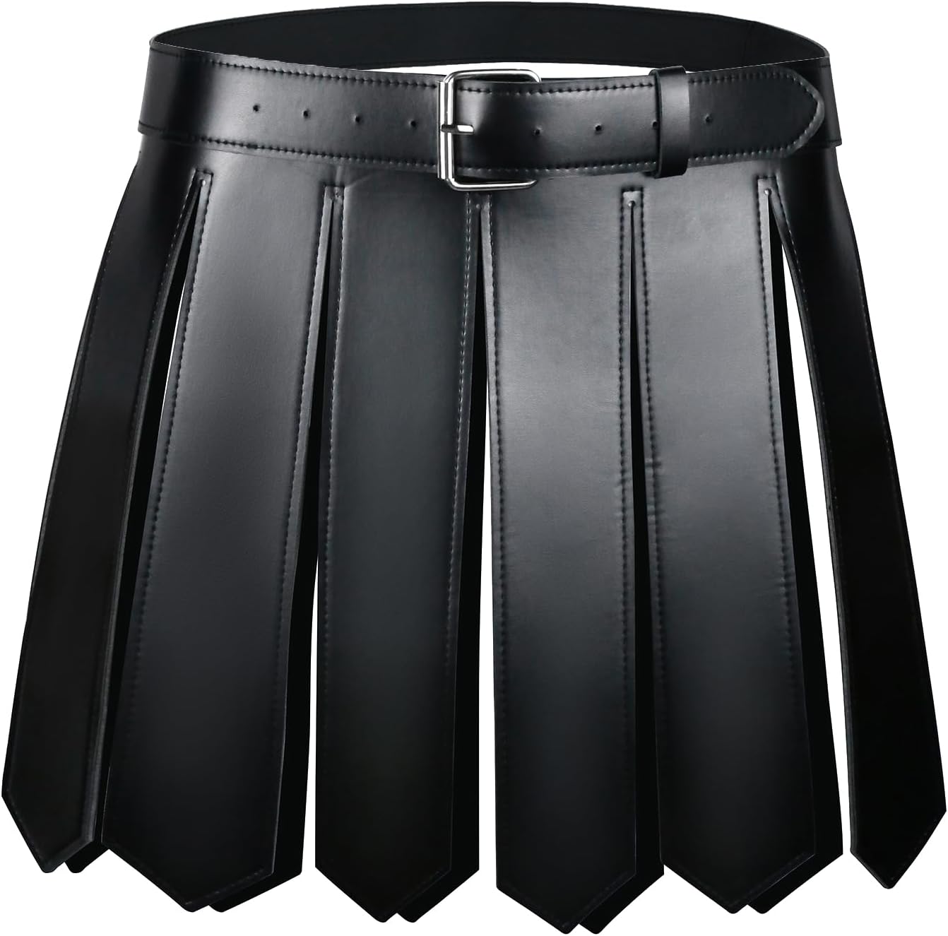 Men Medieval Spartan Warrior Skirt, Halloween Cosplay Roman Gladiator Costume PU Leather Soldier Knight Armor Belt