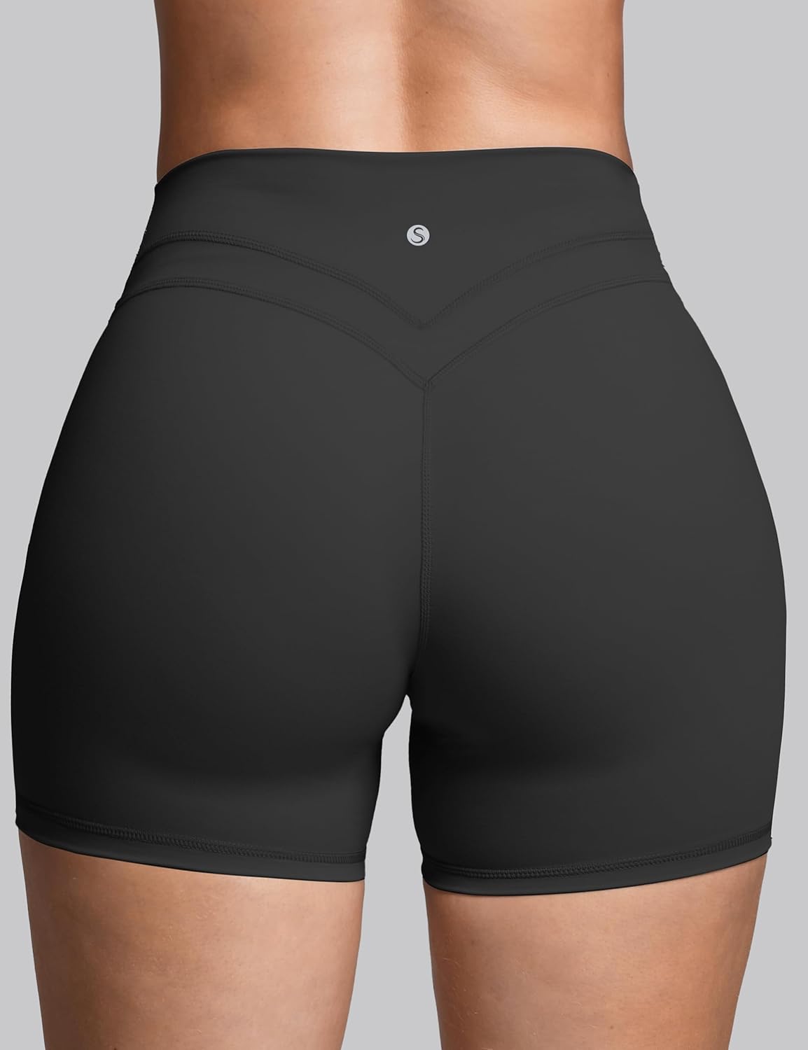 Sogetdo Biker Shorts Women High Waisted V Back Buttery Soft Spandex Athletic Workout Yoga Pilates Running Gym Shorts - Image 4