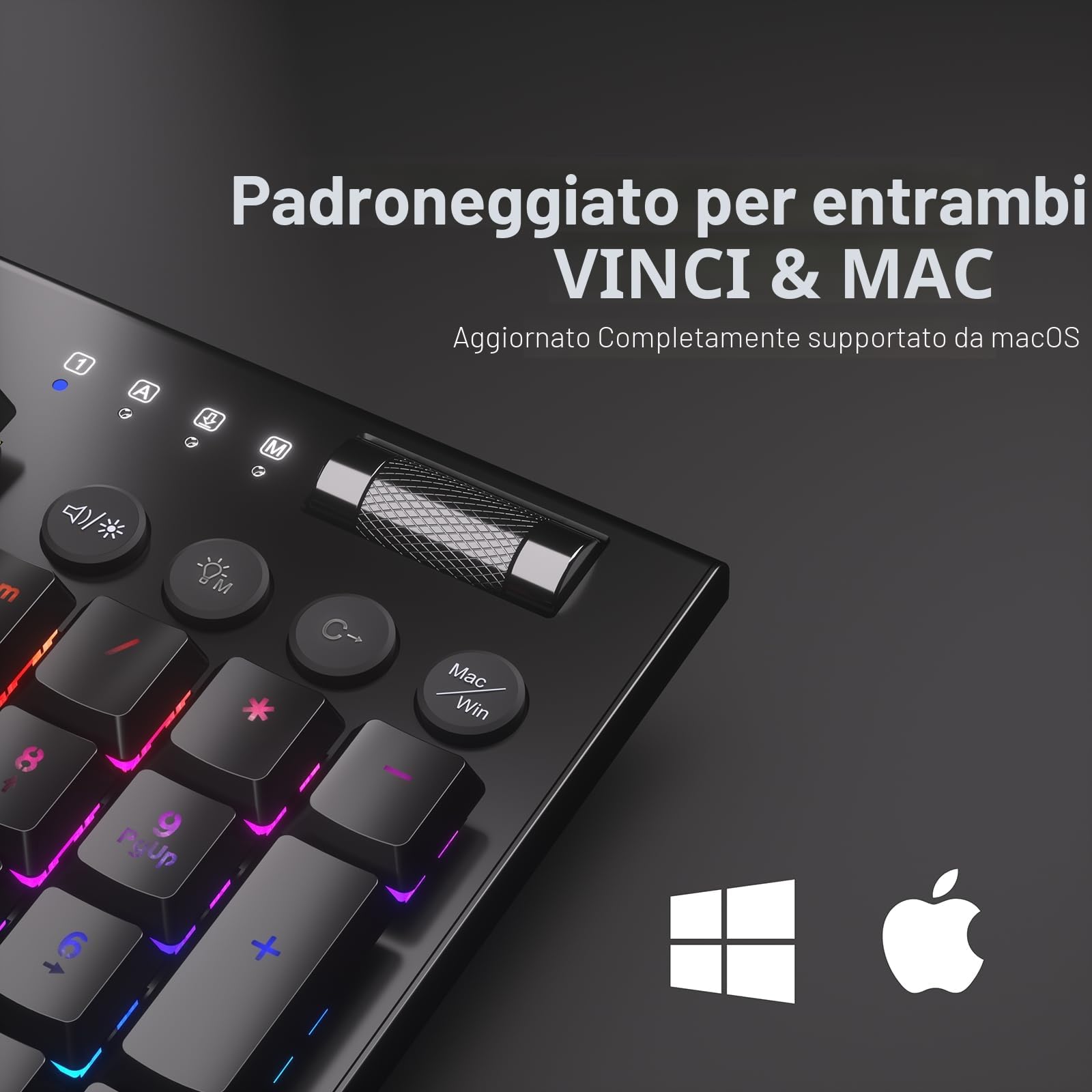Redragon K618 Horus Tastiera Meccanica Tri-Mode BT/2.4G RGB | tastiera meccanica tri-mode BT 2.4G cavo RGB tasti piatti gioco controllo multimediale interruttore rosso lineare US