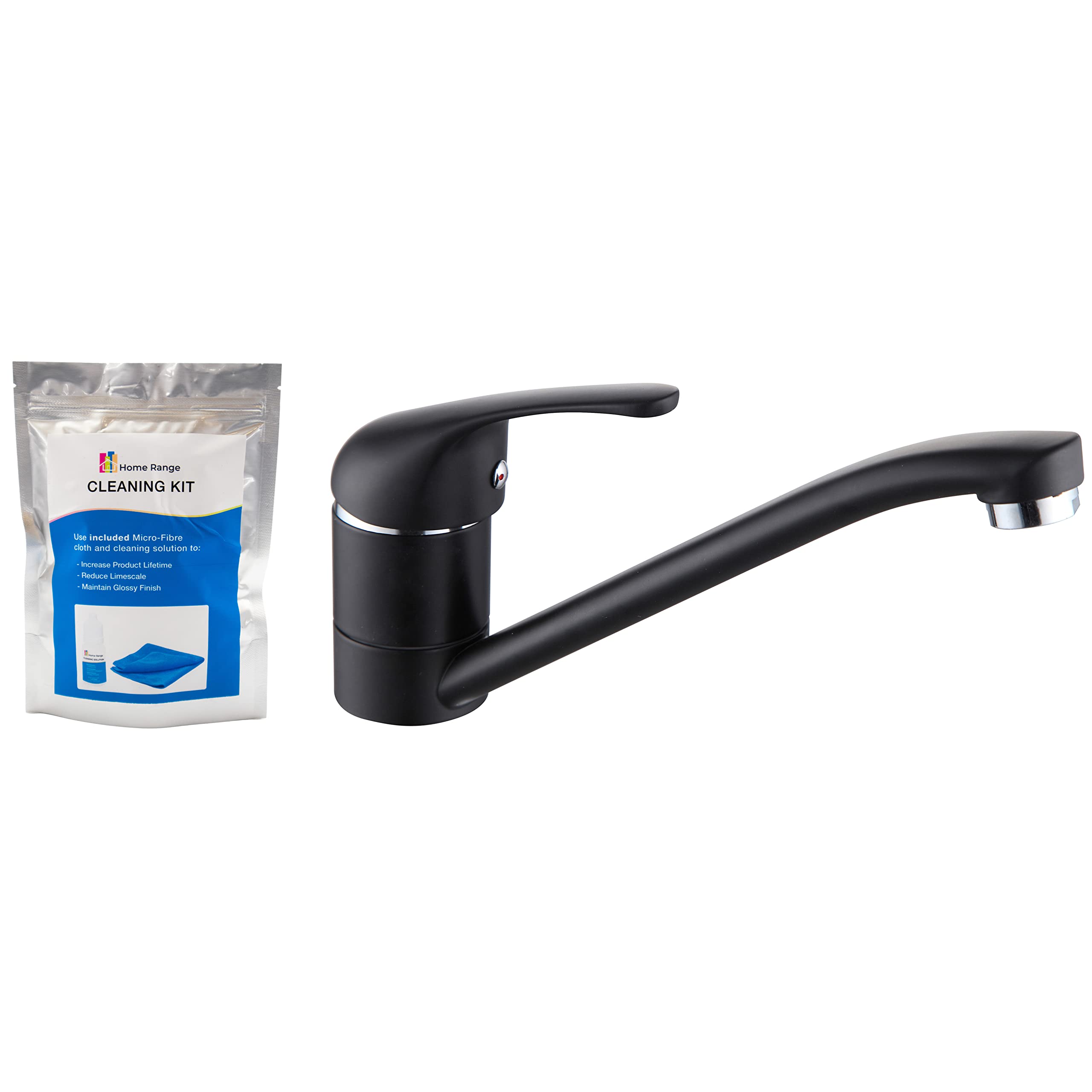 Home Range Black Single Lever Kitchen Sink Mixer Tap | Swivel Neck Spout