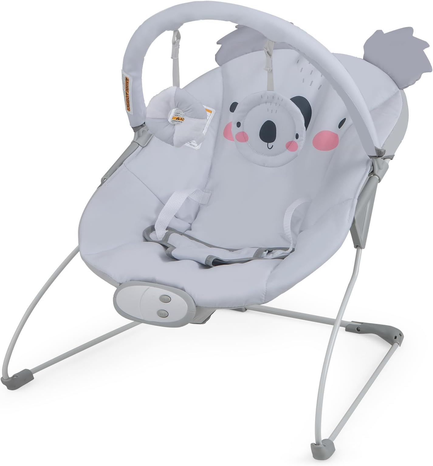 Baby Bouncer, Infants Rocker Seat with Detachable Toy Bar, Soothing Vibration & Music, Washable Cover, Safety Belt, for Babies 0-6 Months Up to 9kg