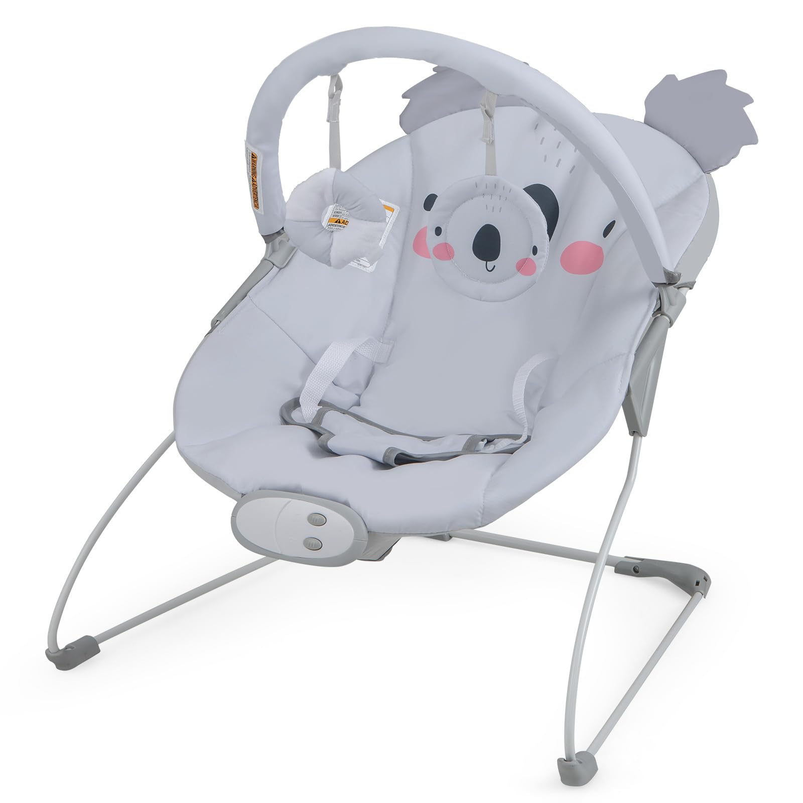 COSTWAY Baby Bouncer, Infants Rocker Seat with Detachable Toy Bar, Soothing Vibration & Music, Washable Cover, Safety Belt, for Babies 0-6 Months Up to 9kg