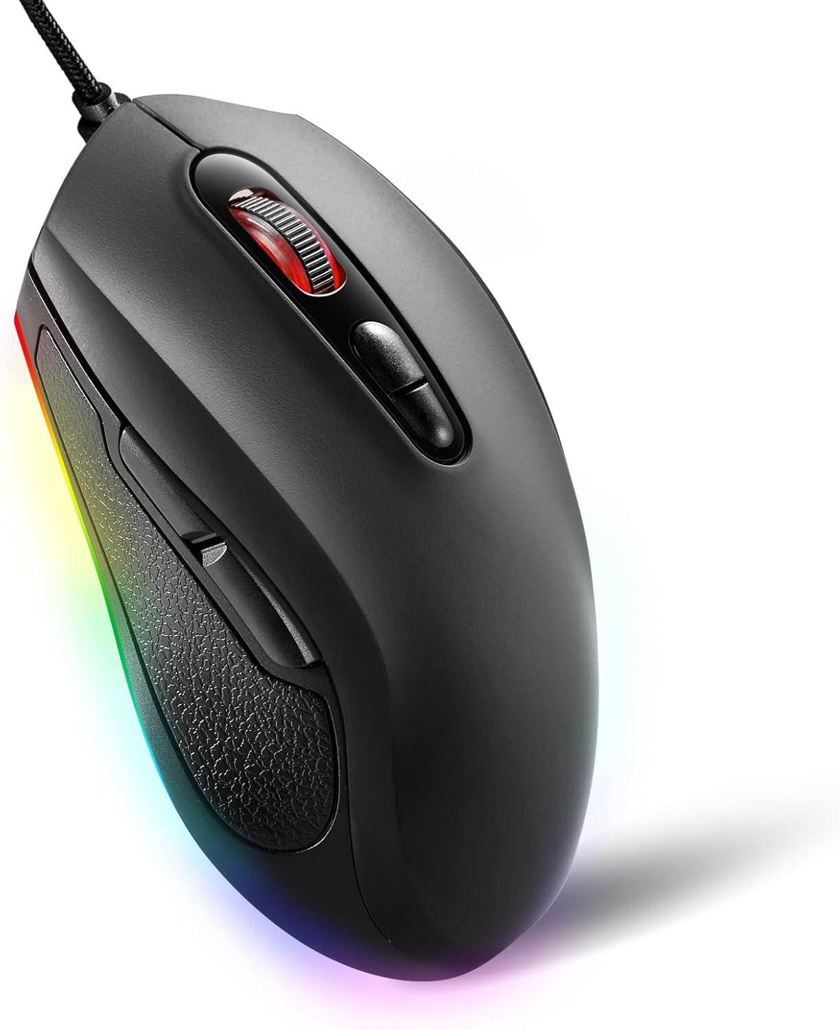 JIDOHUN GM-607 Gaming Mouse Wired, RGB Backlit, 4 Adjustable DPI up to 4800, Ergonomic Gamer Mouse, 7 programmable Buttons-Black for Windows/PC/Mac/Laptop