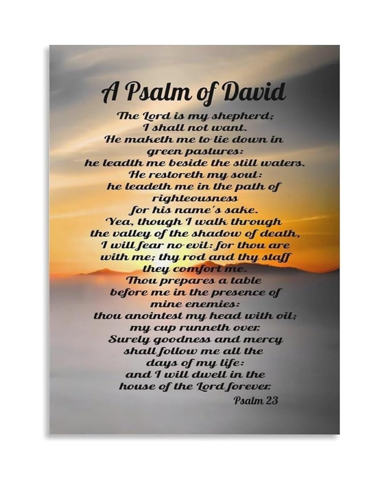 ZDVHOMCB Religious Art Print Psalm 23 The Lord Is My Shepherd Inspirational Wall Decor Gift for Christian Home Blessing Unframed,08x12inch(20x30cm)
