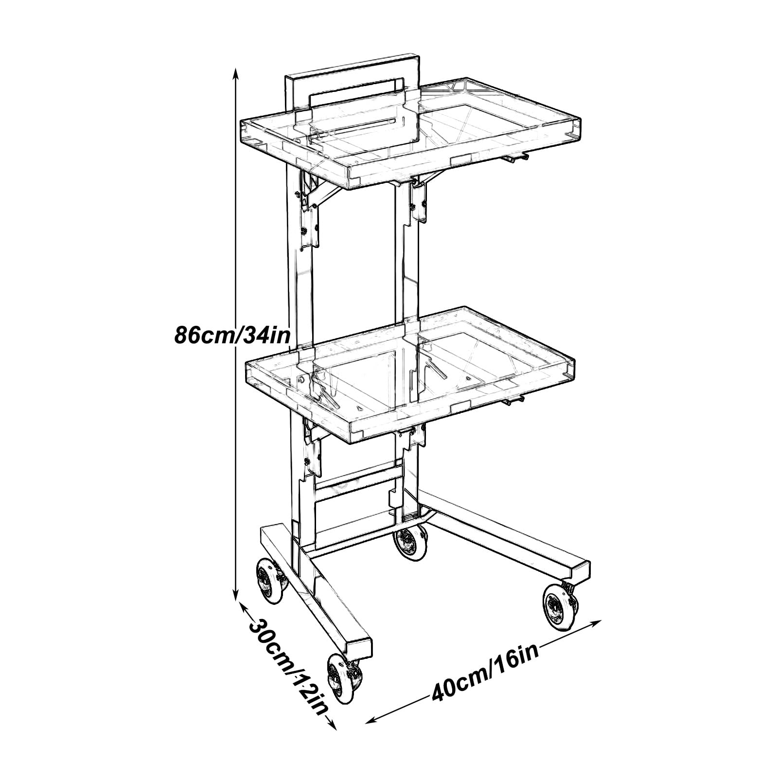 Carrito Cocina Herramientas con Ruedas, Carrito Auxiliar con Ruedas, Camarera con Ruedas con Ruedas de Metal, para salón de Belleza, Peluquería, Tatuaje(Brown)