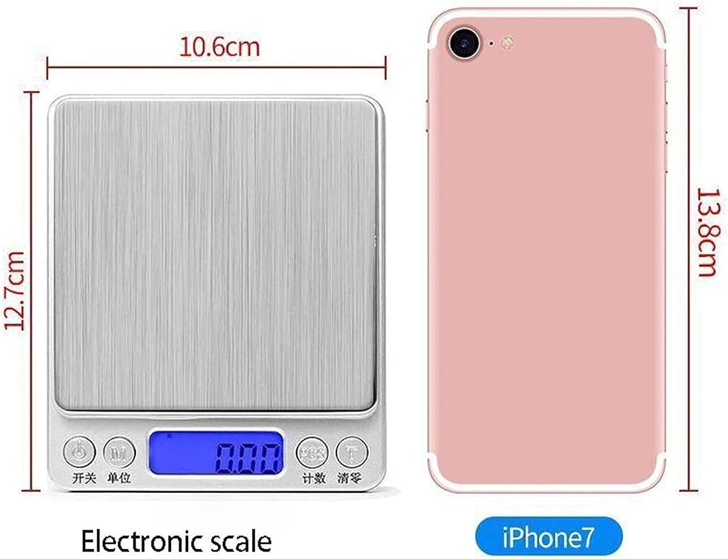 Bilancia Digitale per Alimenti, pesa Grammi e Cucina, Elettronica ad Alta precisione con Display (Argento 2000 g)
