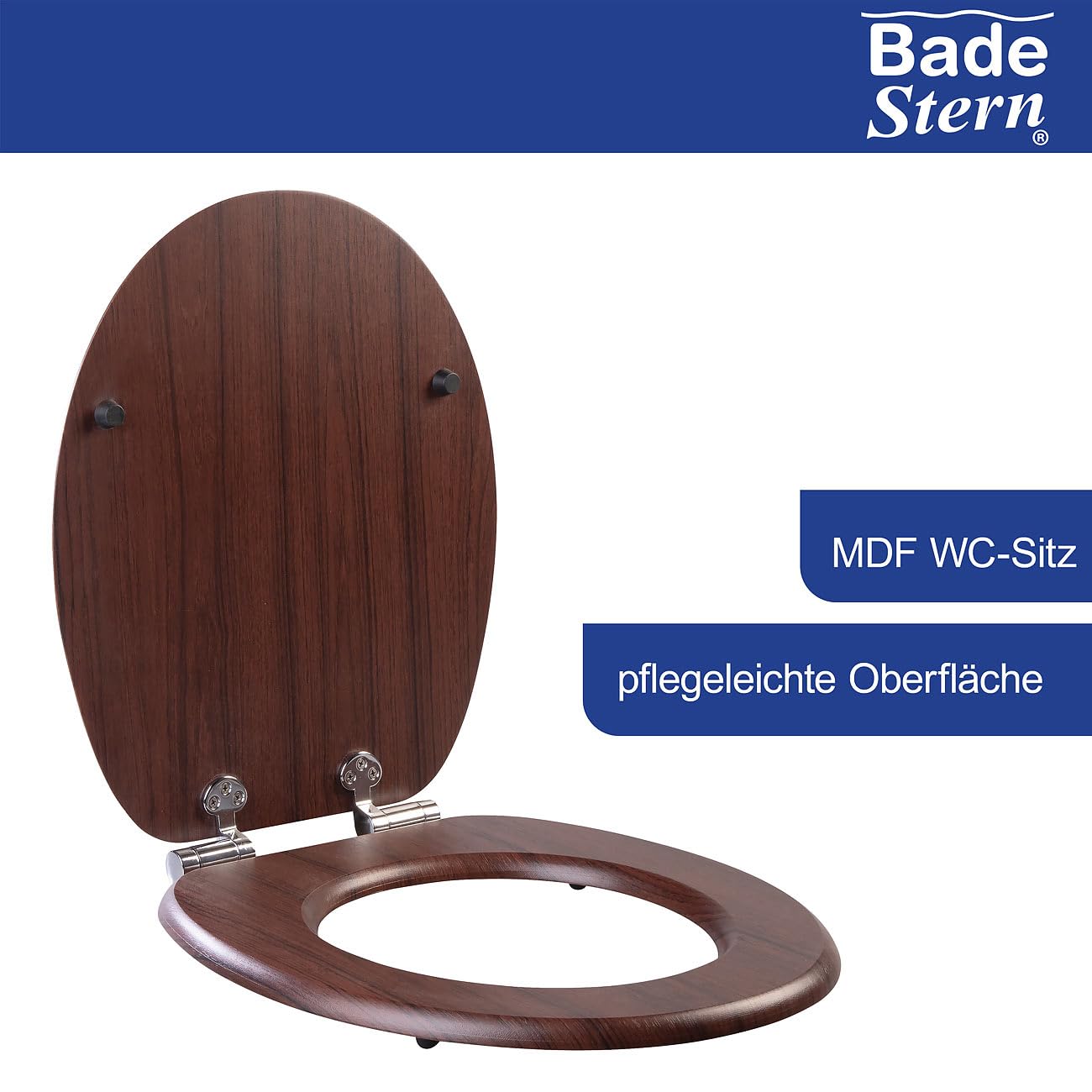 WC Sitz mit Deckel: 2er-Set WC-Sitze mit Absenkautomatik, Dunkelholz-Optik (Toilettensitz mit Deckel, Automatischer Toilettendeckel)