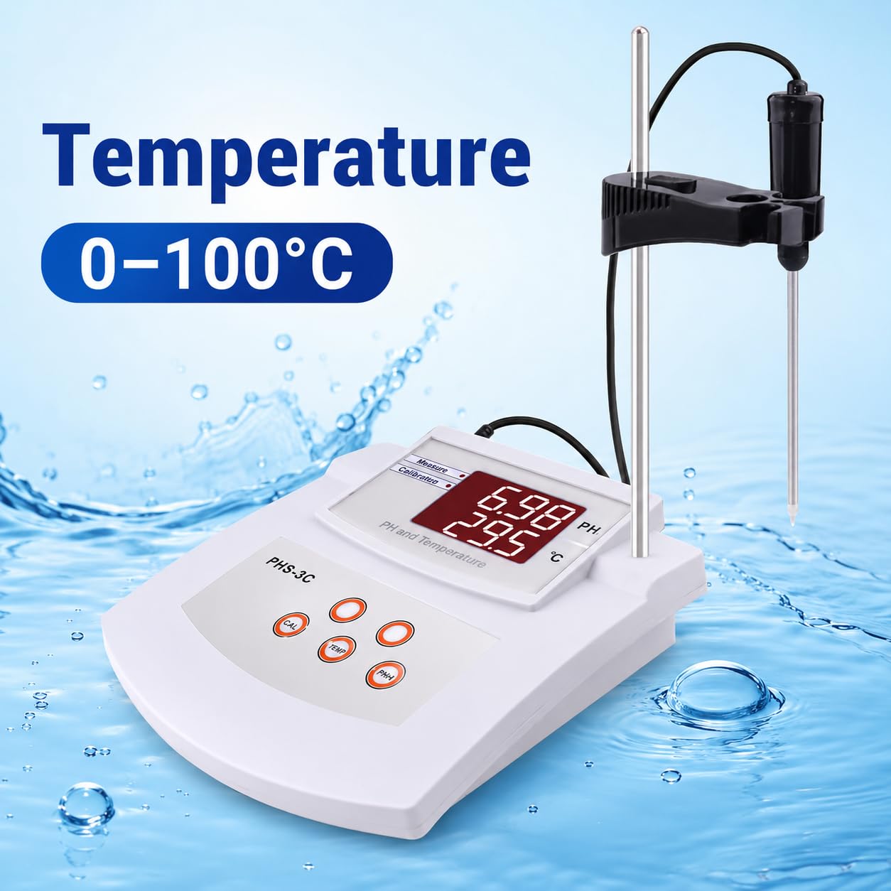 Medidor de pH digital para laboratorio, precisión de pH ± 0,01, calibración automática de 2 puntos con electrodos de pH y temperatura, perfecto para pruebas de agua