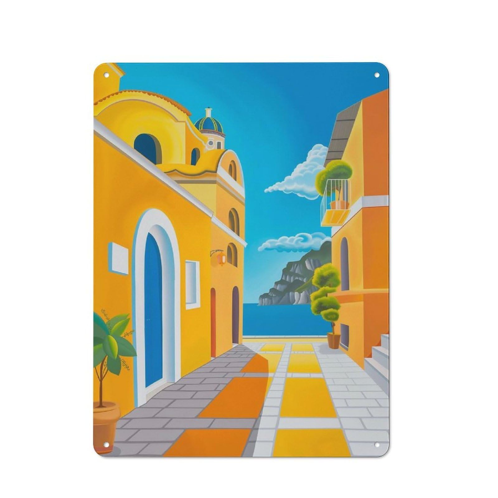 Junmoney Positano Vii Retro Metal Wall Sign 40X30cm For Man Cave Or Games Room, A Housewarming Gift For Games Room Collectors
