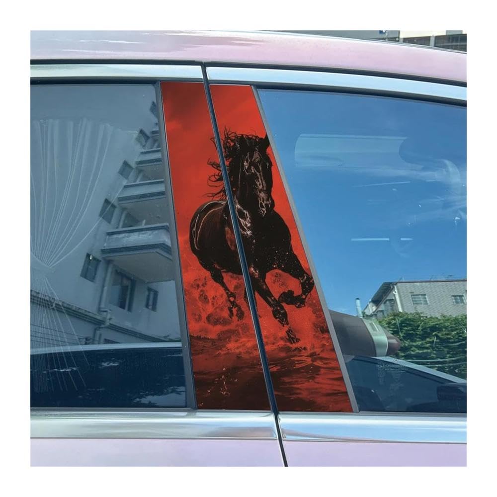 Body Parts 2pcs Car Center Pillar Sticker Running Cool Horses Auto B-Pillar Waterproof Protective Film(D)