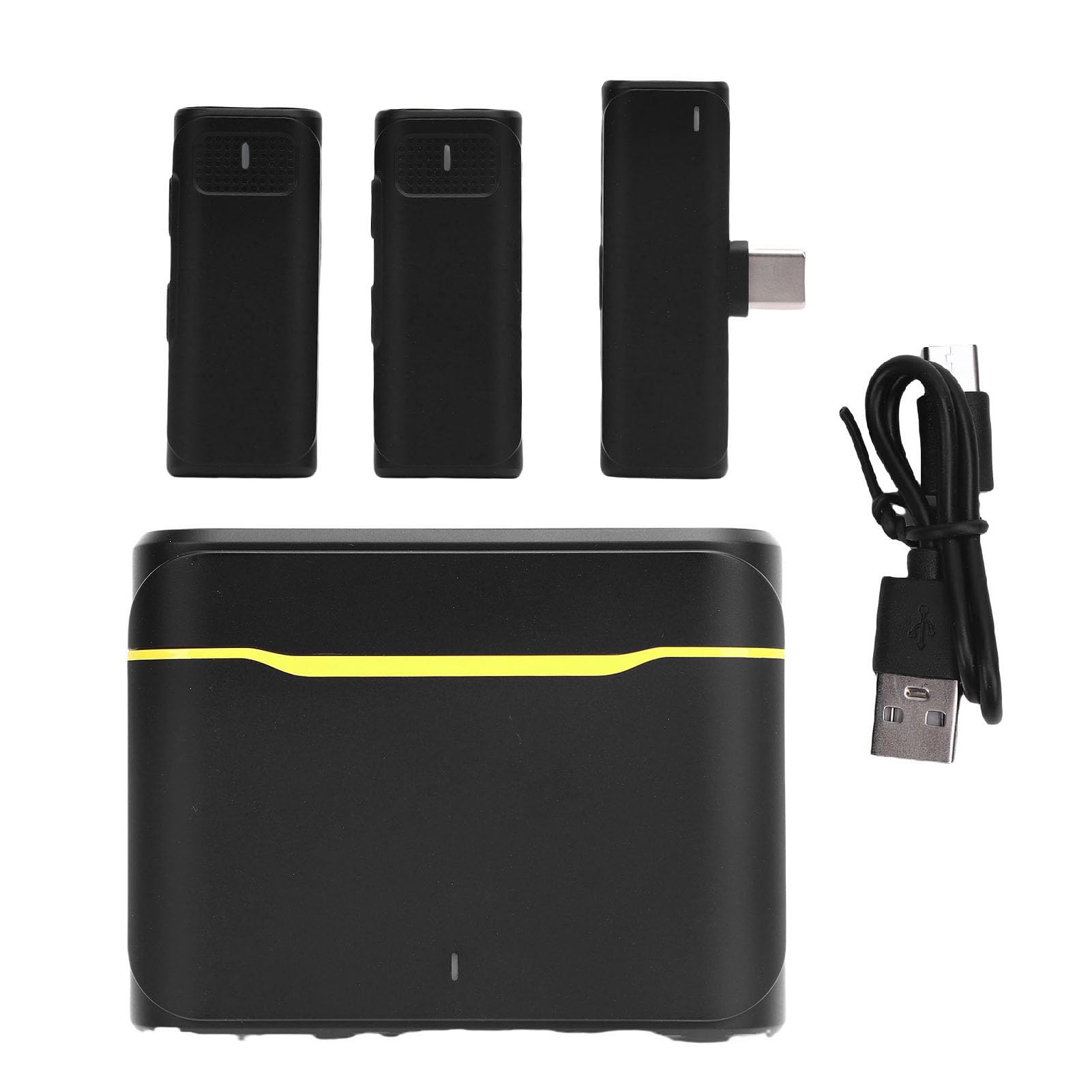 Pongnas Microfono Lavalier Antivento con Cancellazione del Rumore da 2,4 GHz per la Registrazione Video Streaming Live Vlogging Interviste - Microfono a Clip con Monitoraggio in Tempo Reale e