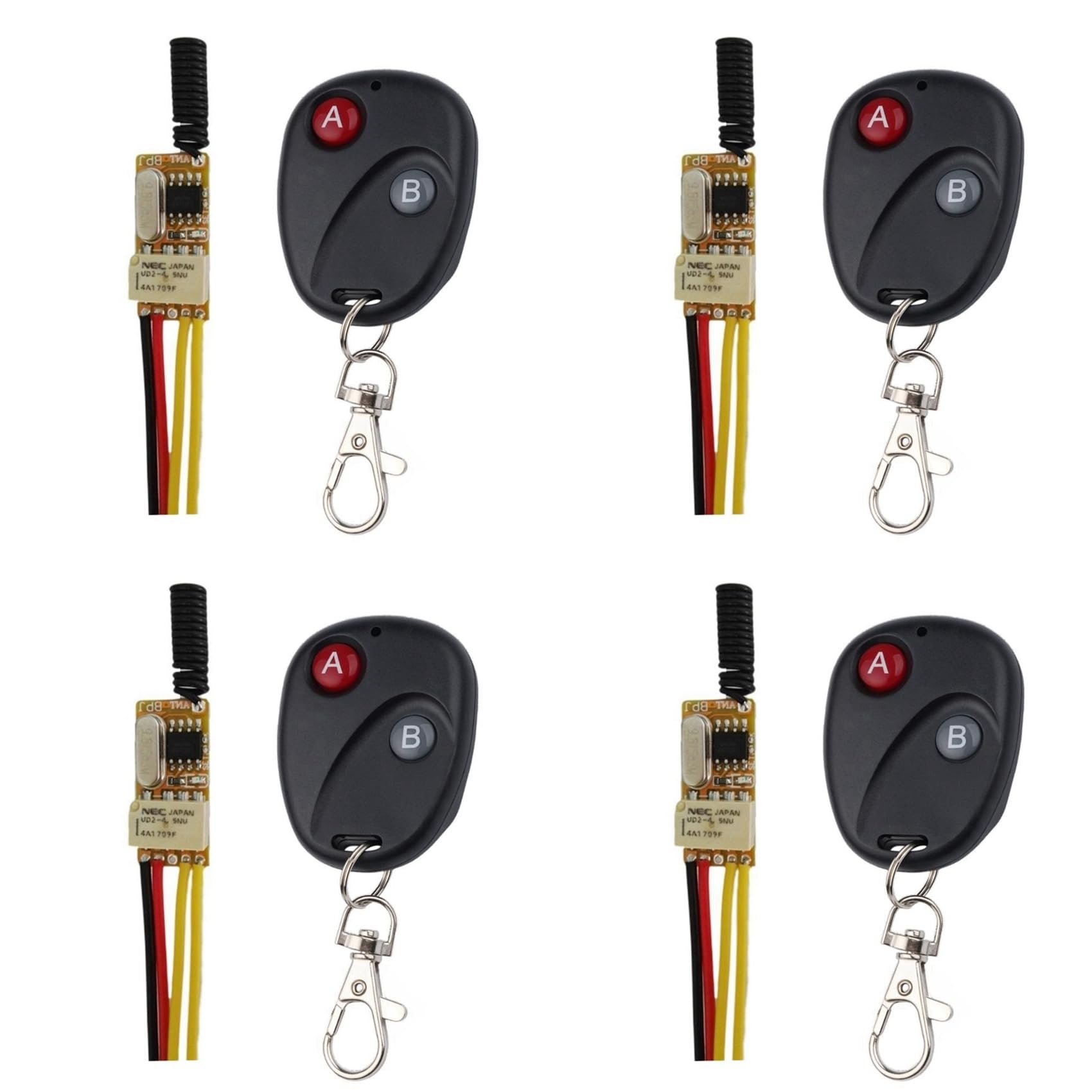 Jnchdghwa As Shown 4X Remote Switch 433Mhz 4.2V 4.5V 5V 6V 7.4V 9V 12V Small Relay Contact Wireless Switches No Com Nc Relay Contact