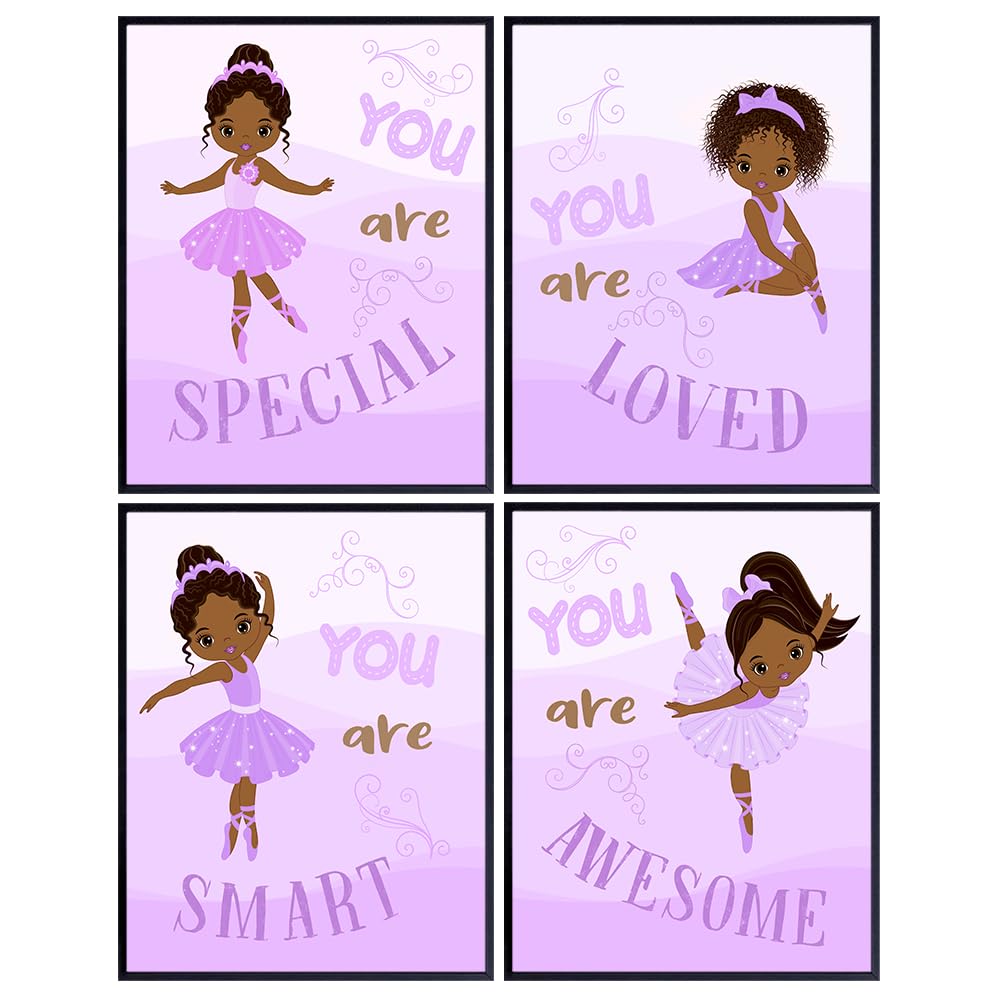African American Girl Wall Art - Black Girl Magic - Black Wall Art - Nursery Toddler Little Girls Bedroom Decor - Ballerina Purple Girls Room Decor -