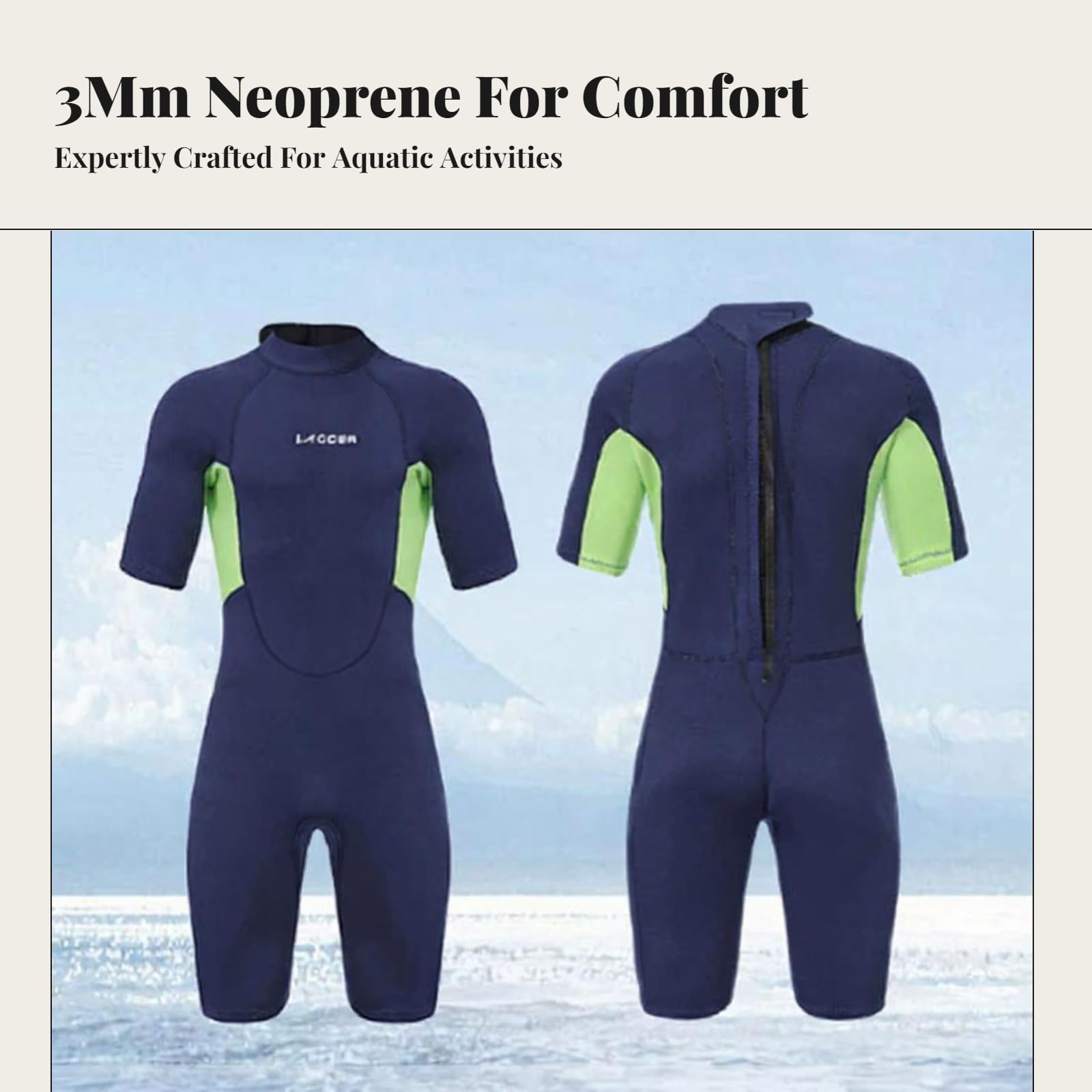 Muta Uomo Neoprene Monopezzo Muta Subacquea Triathlon Nuoto Acque Libere Allenamento 3mm Calda E Comoda Manica Corta Struttura a Basso Attrito